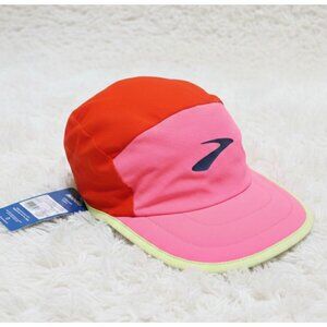NWT Brooks Running Lightweight Packable  Hat Adjustable Cap Red Neon Pink